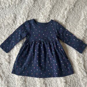 Garanimals Baby Girl Dress 12 Months Blue Long Sleeve Heart Print NWOT